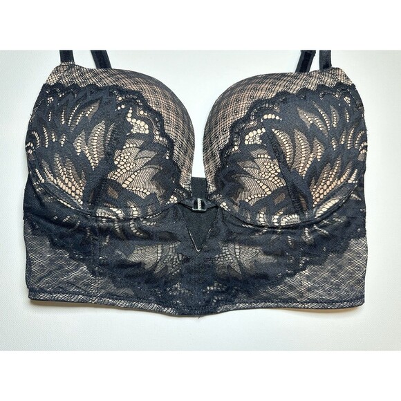 Adore Me Black Lace Longline Bra with Underwire Support - Picture 2 of 7